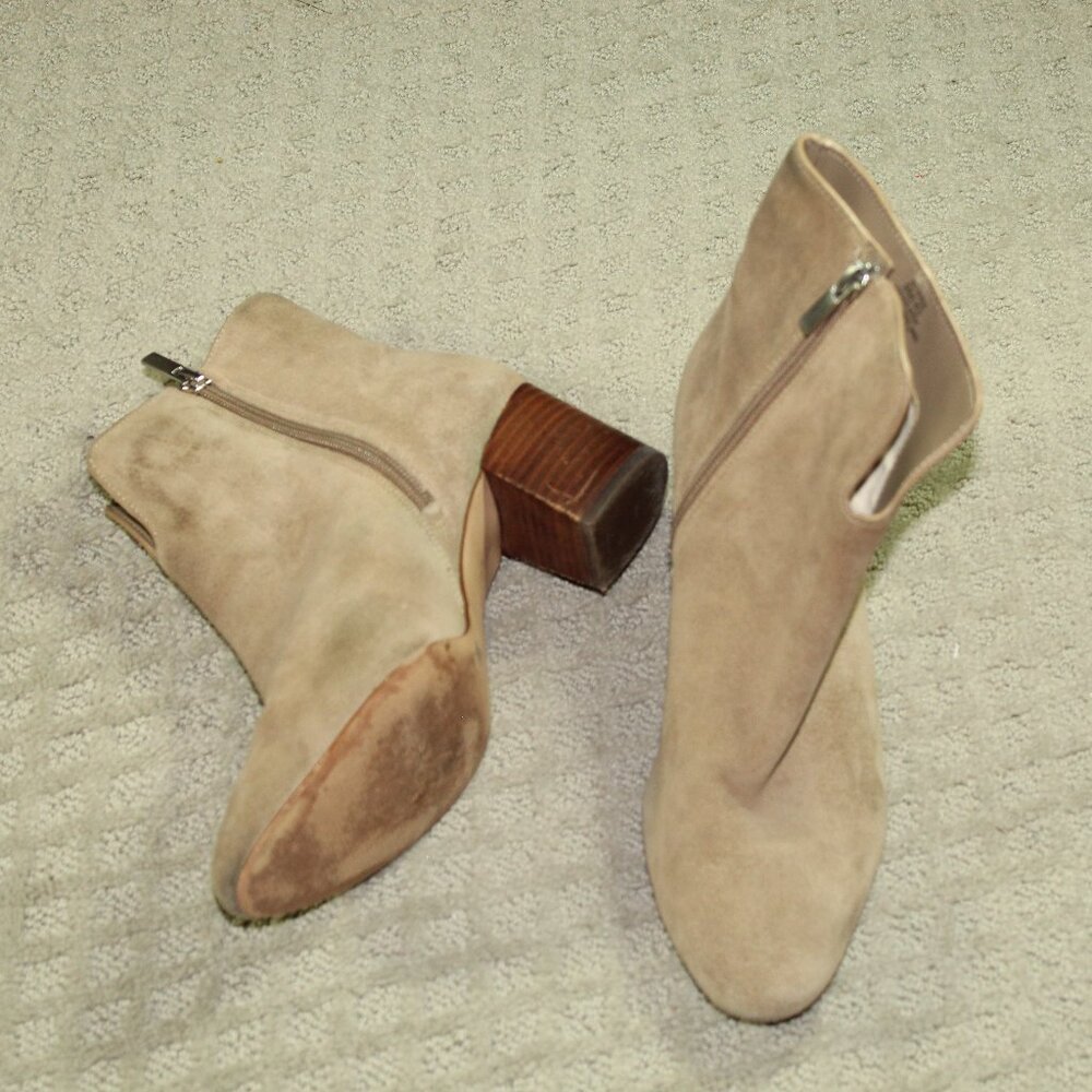 Sole Society Pariza Women's Size 9 Beige Zipper Ankle 2.5" Heeled Boots
